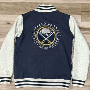 NHL Buffalo Sabres Hockey Blue Ivory Quilted Jacket Women’s Large